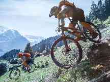 Gothaer Unfallversicherung: Mountainbiker fahren einen steilen Hang hinunter